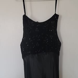 Never Worn VTG 2000s Prom Dress Long Silky Satin Velvet Sequin Empire Waist Top